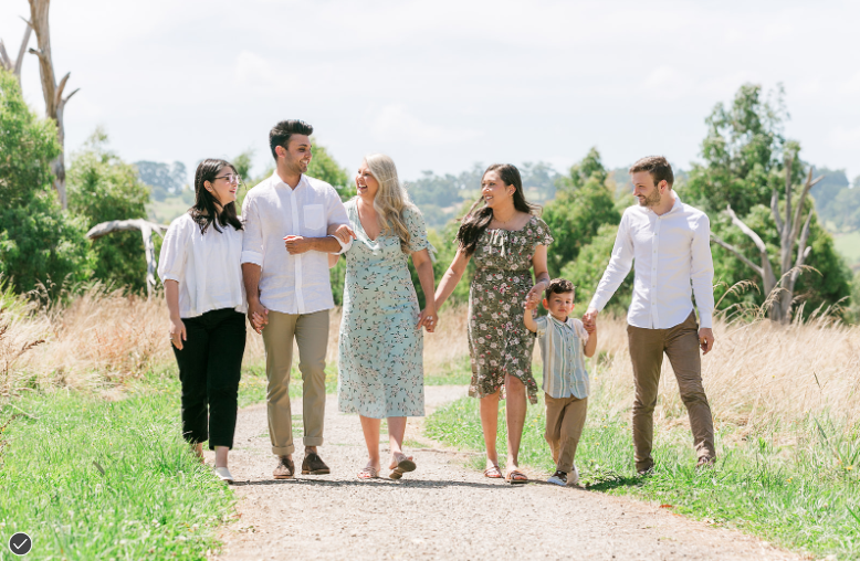 Family with florals and neutrals