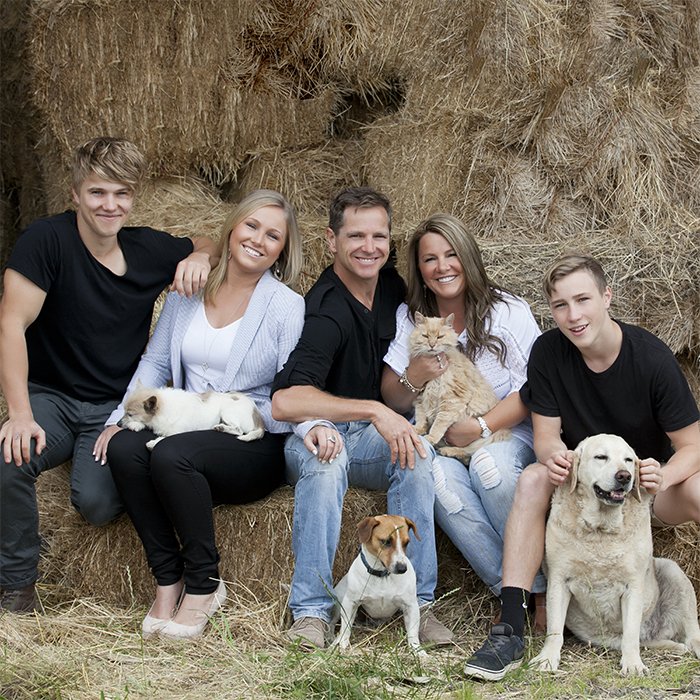 Family in casual neutral tones